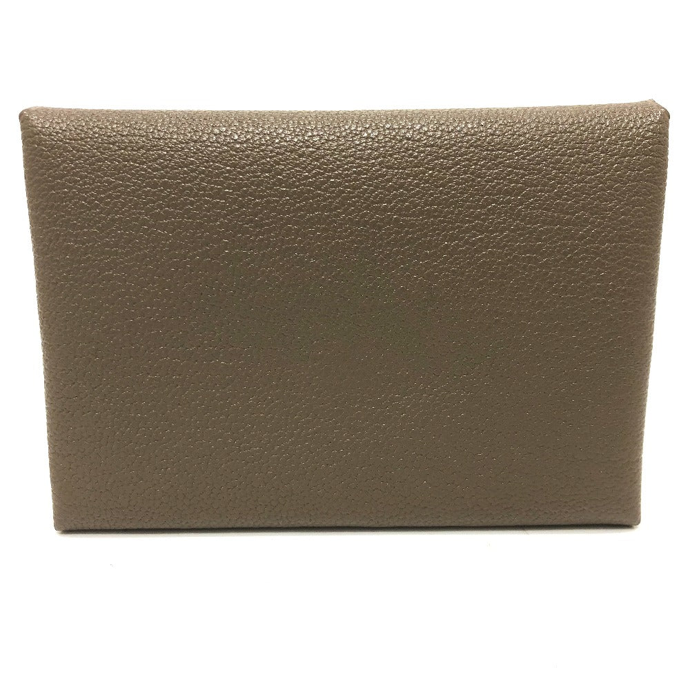 HERMES Card Case Chevre Misol Brown Calvi duo Women