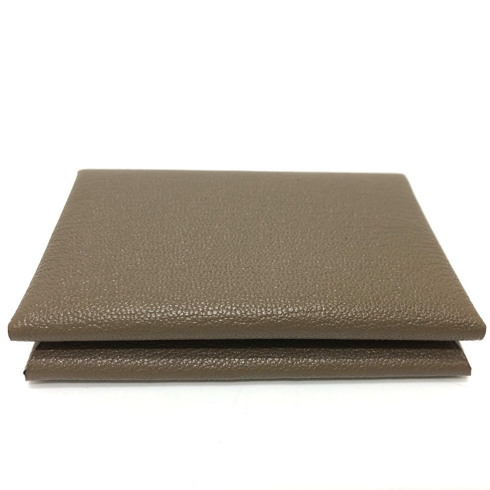 HERMES Card Case Chevre Misol Brown Calvi duo Women