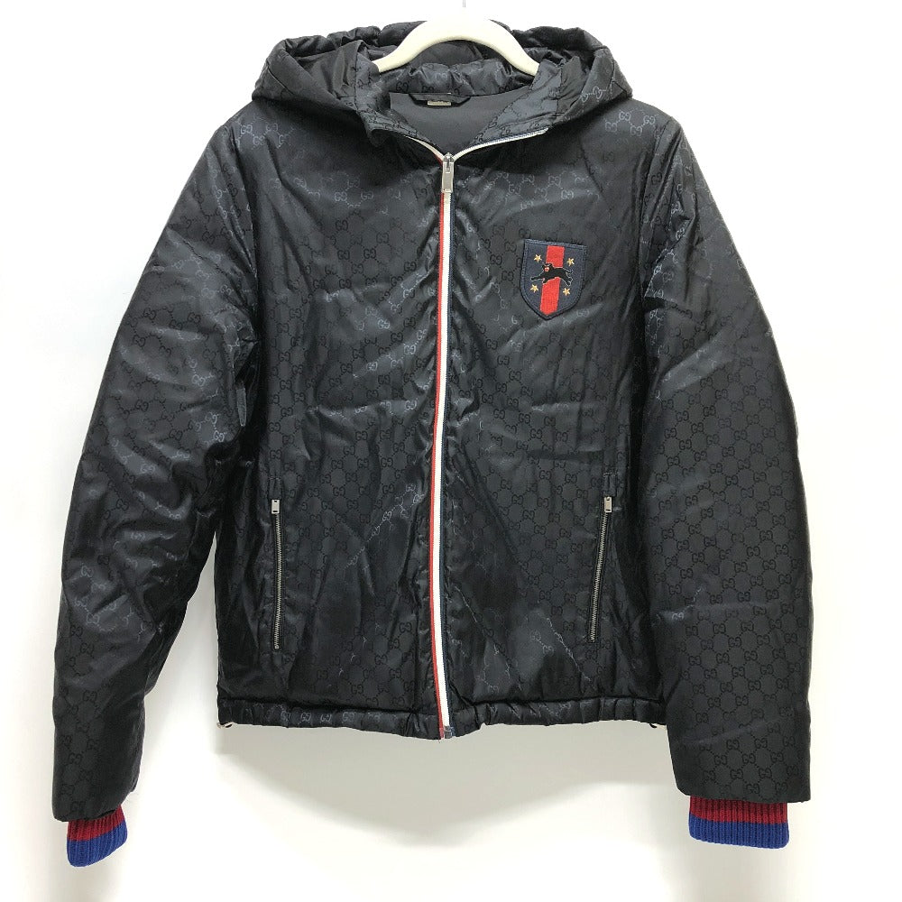 GUCCI Down jacket 452434 Nylon, Down black GG nylon emblem mens 44