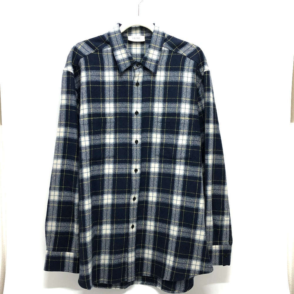 CELINE Long sleeve shirt 2C555198O wool Navy check 41