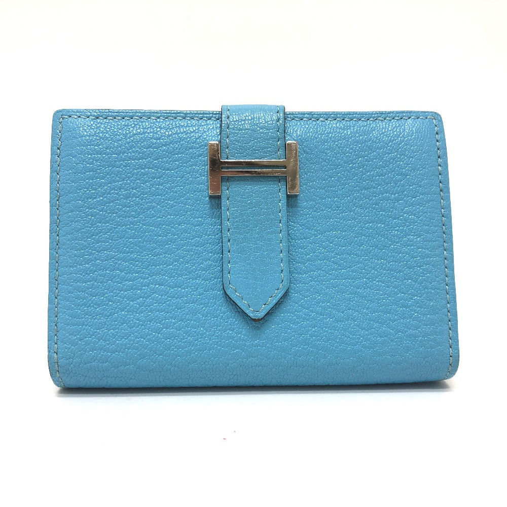 HERMES Card Case Shave Luco Romandel blue bearn mini compact Women