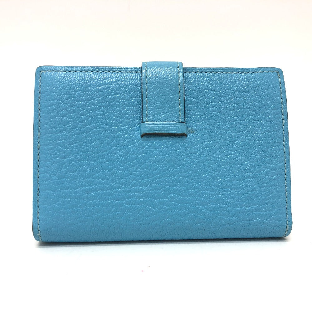HERMES Card Case Shave Luco Romandel blue bearn mini compact Women