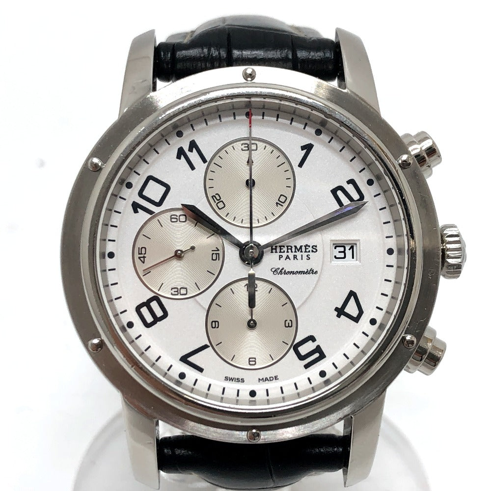 HERMES Watches Mechanical Automatic CP1.910 Stainless Steel Silver Clipper Chrono white dial