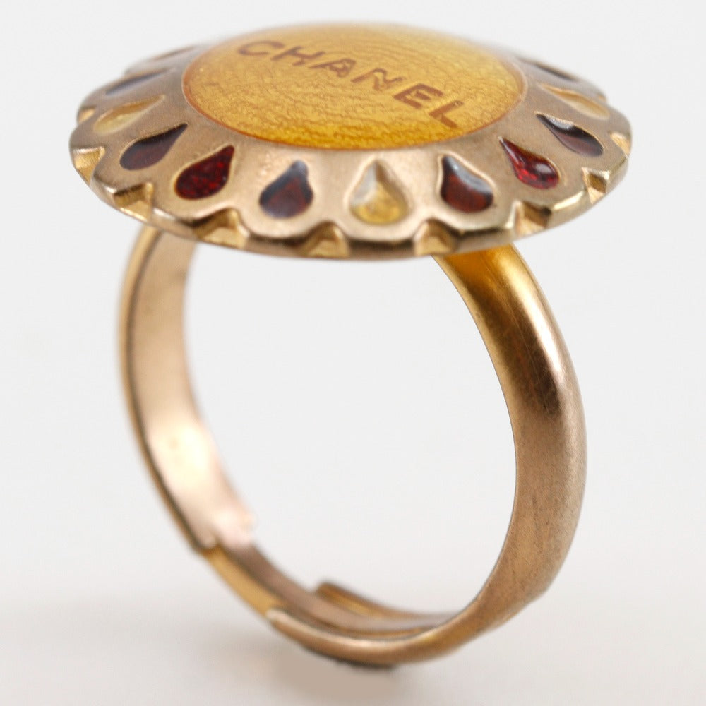 CHANEL Ring Plated Gold gold Free size Flower motif Women