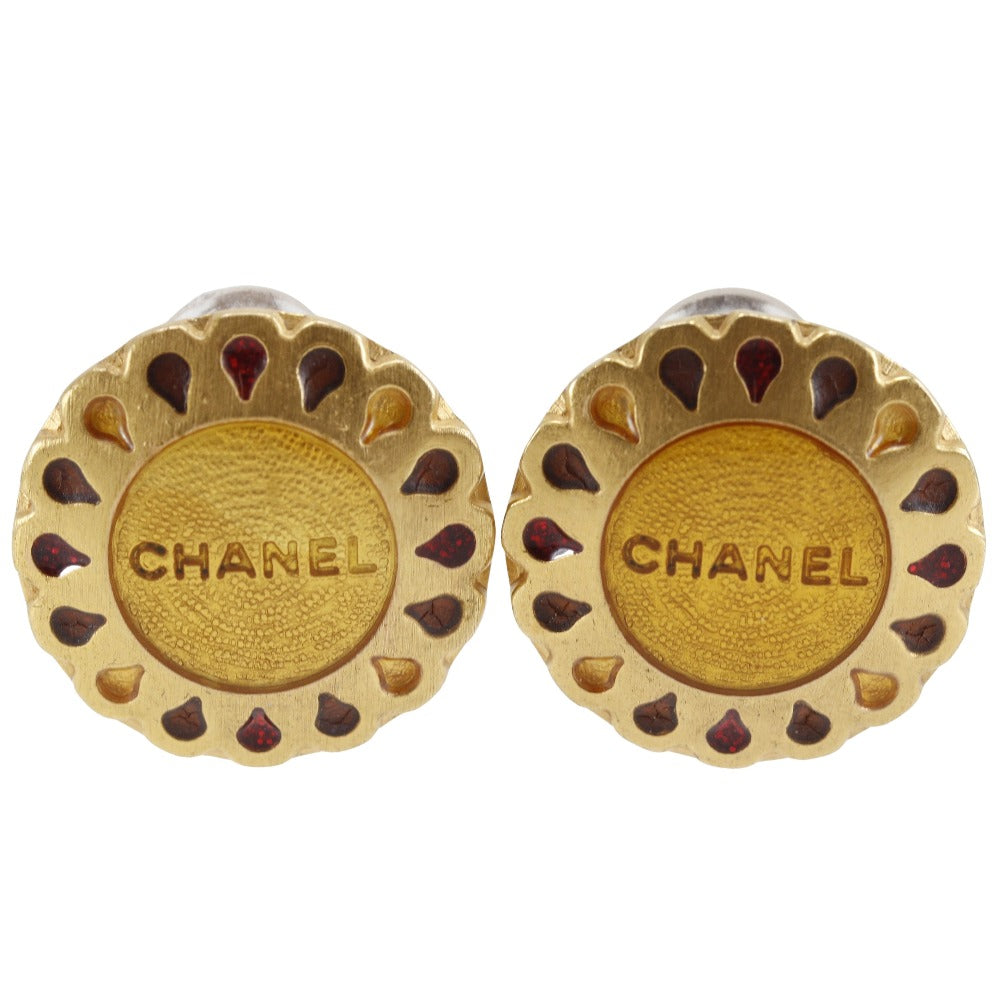 CHANEL Earring Plated Gold gold Flower motif Women