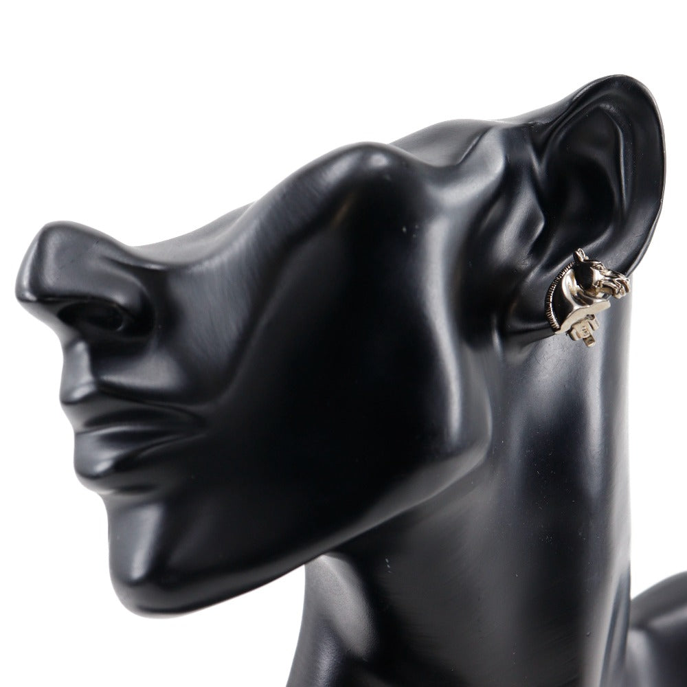 HERMES Earring metallic Silver Hose motif Shuval
