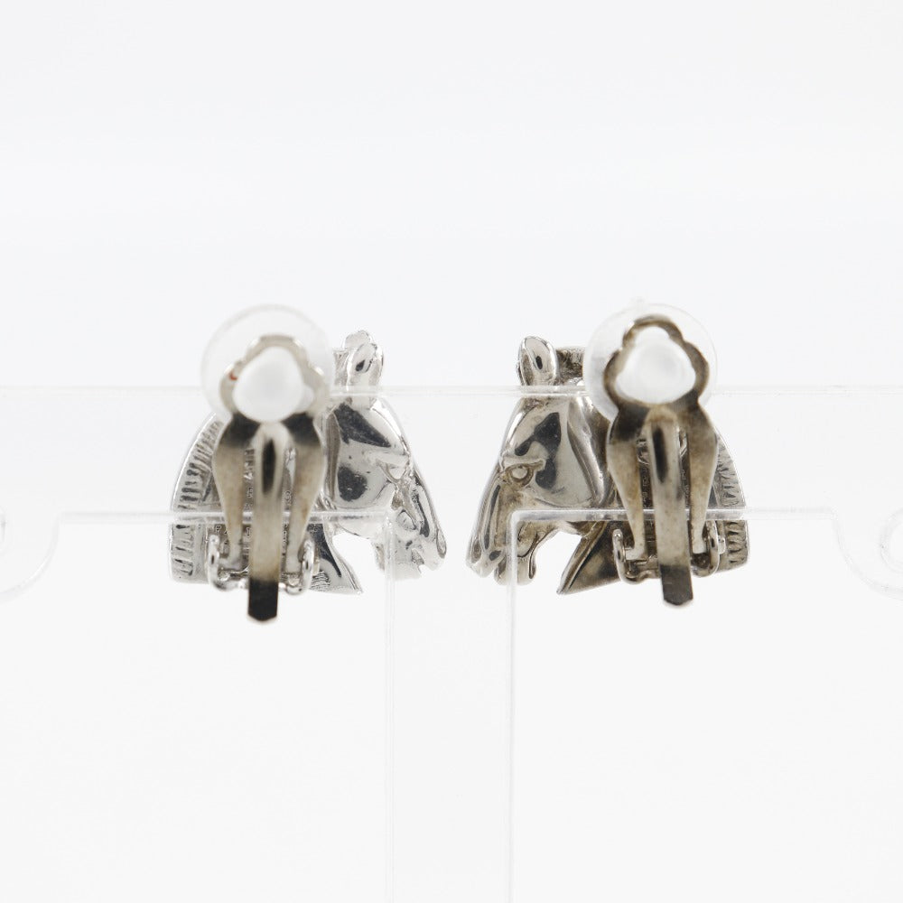 HERMES Earring metallic Silver Hose motif Shuval