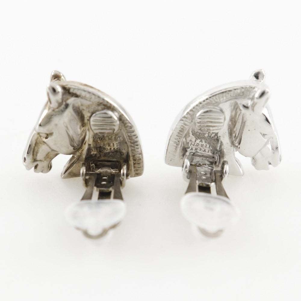 HERMES Earring metallic Silver Hose motif Shuval
