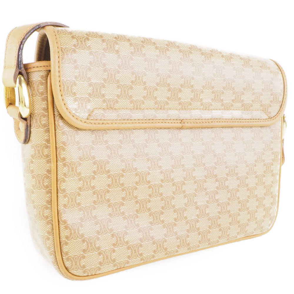 CELINE Shoulder Bag PVC beige Macadam Pattern Old Celine Women