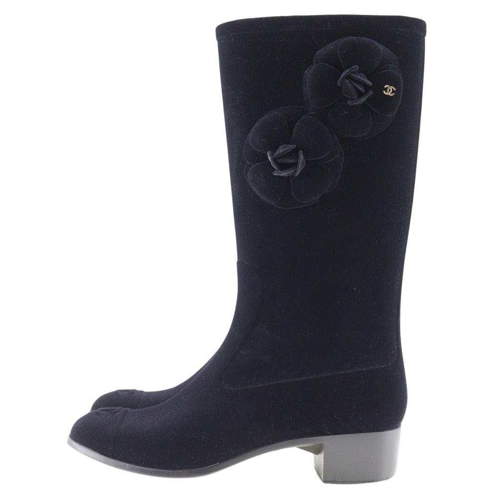 CHANEL boots G26648X31173 Suede black Camelia Women 37