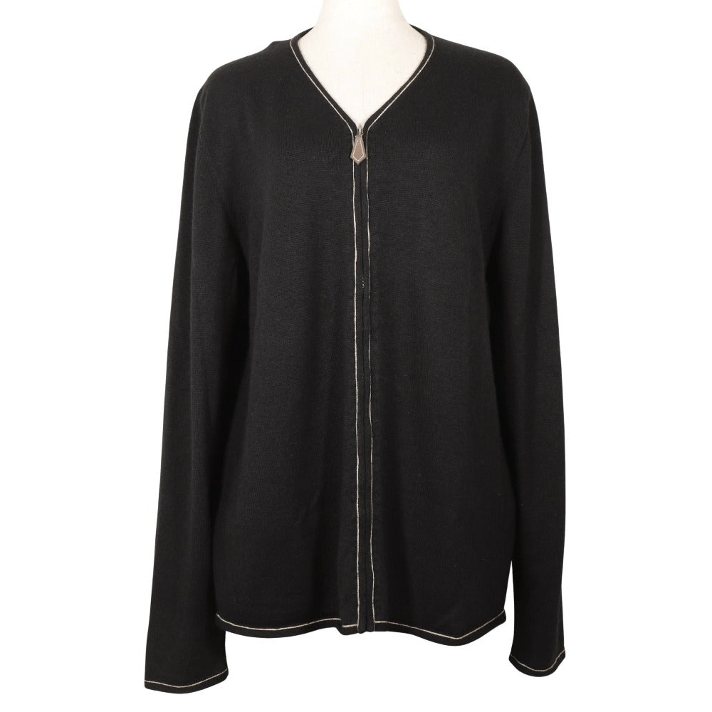 HERMES cardigan Cashmere, Cotton black Zip up Women ‚k