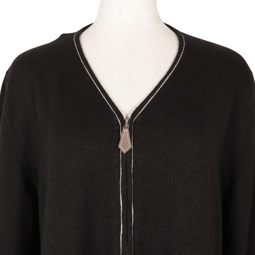 HERMES cardigan Cashmere, Cotton black Zip up Women ‚k
