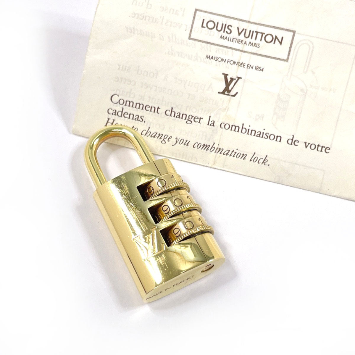 LOUIS VUITTON Cadena brass gold padlock Dial padlock