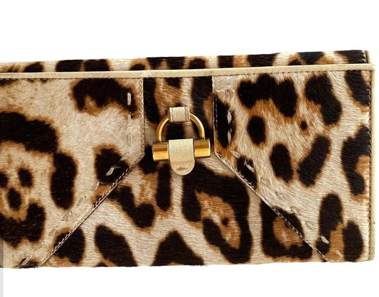 SAINT LAURENT MUSE PONY HAIR LEOPARD PORTEFEUILLE WALLET
