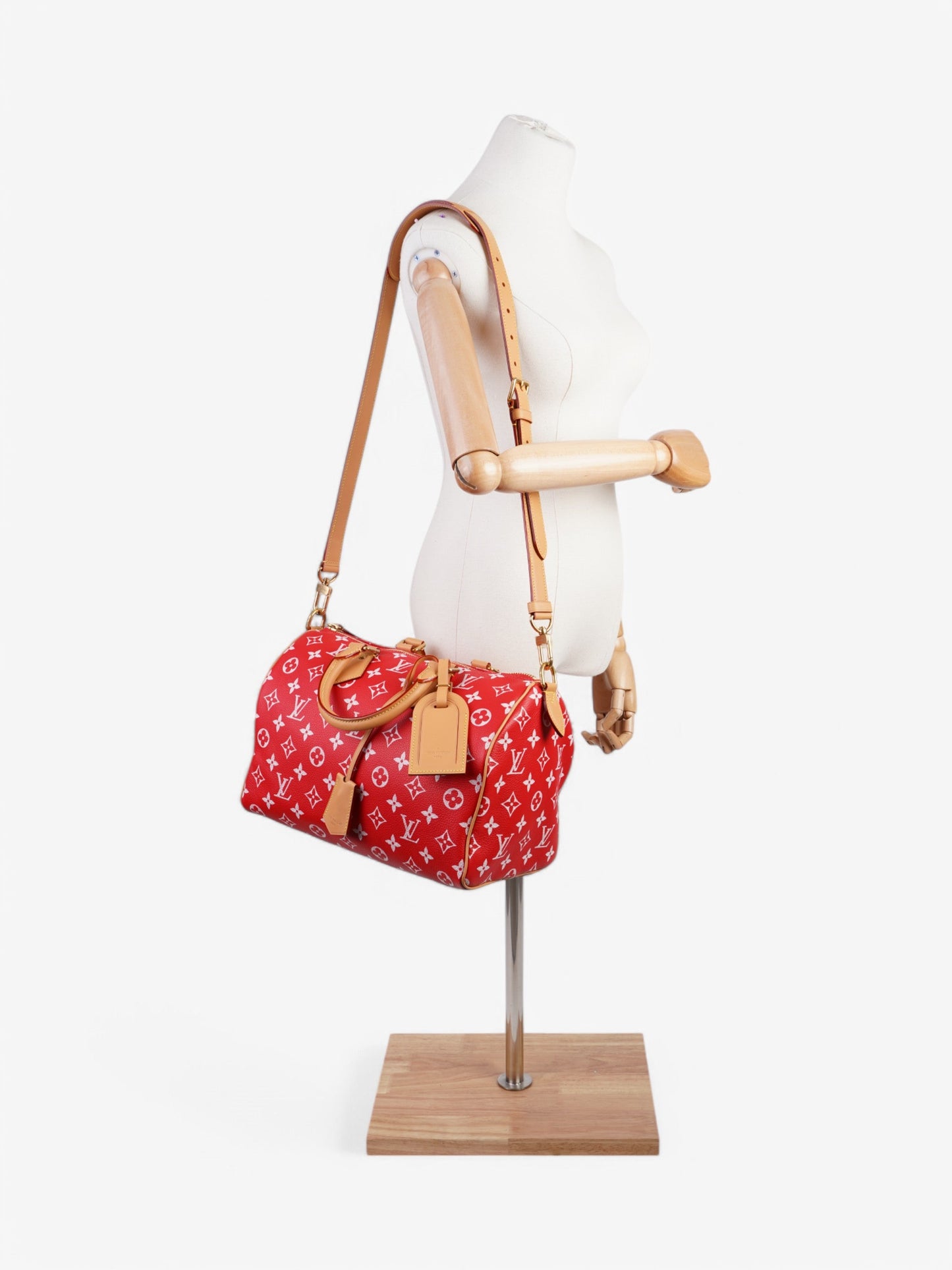 Louis Vuitton Speedy P9 BandouliÃ¨re Red Monogram Calfskin Leather 30