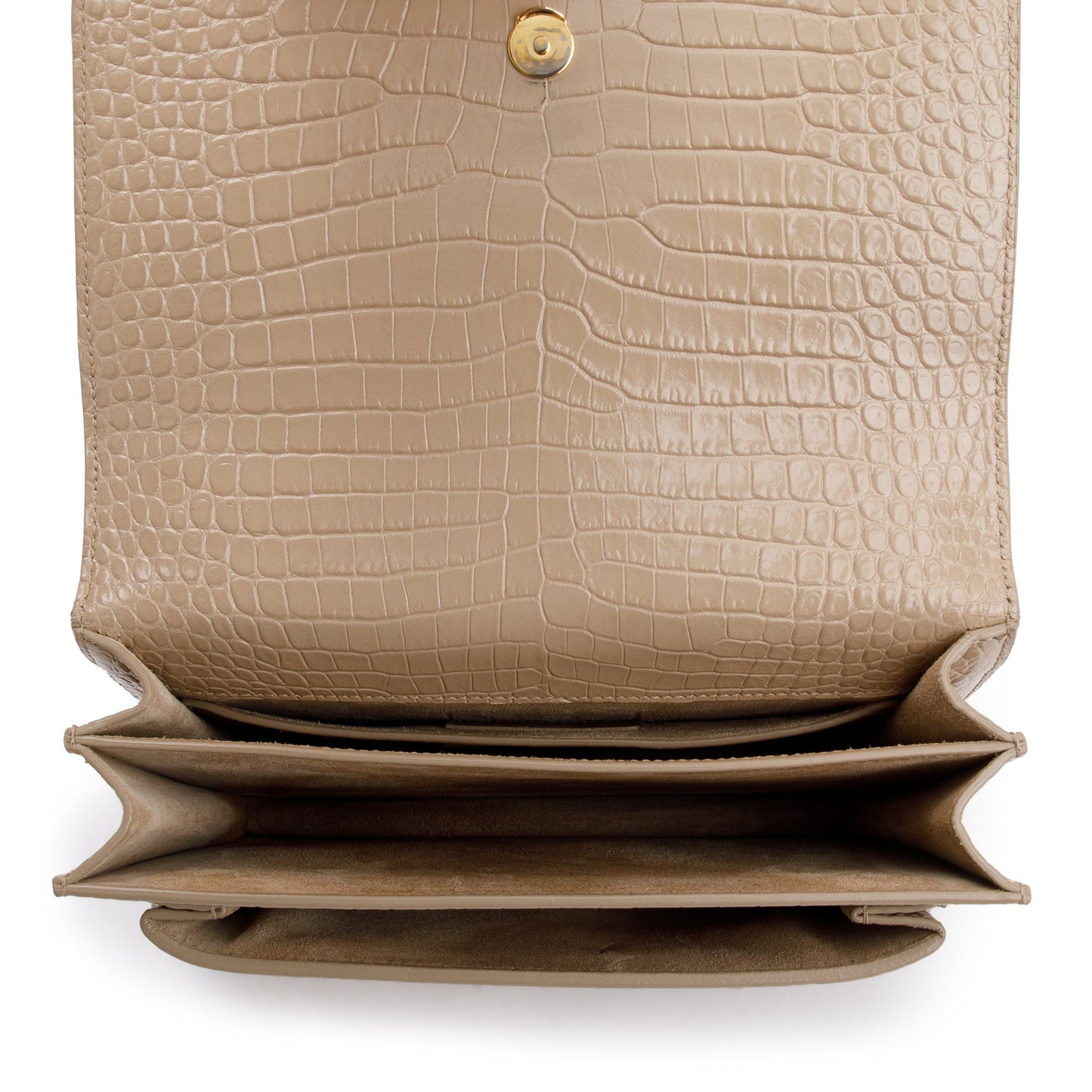 Saint Laurent 2020 Beige Crocodile Embossed Leather Medium Sunset Bag