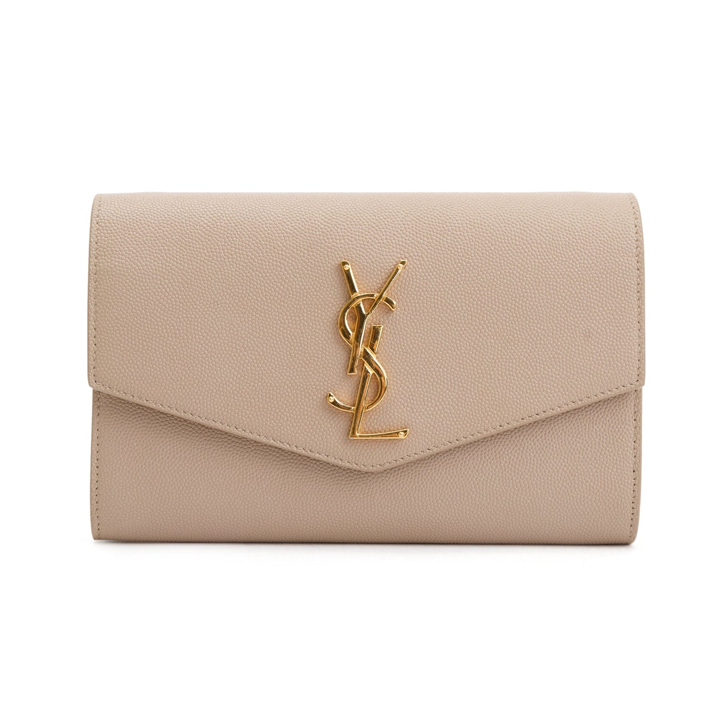 Saint Laurent 2020 Beige Grain De Poudre Leather Uptown Chain Wallet