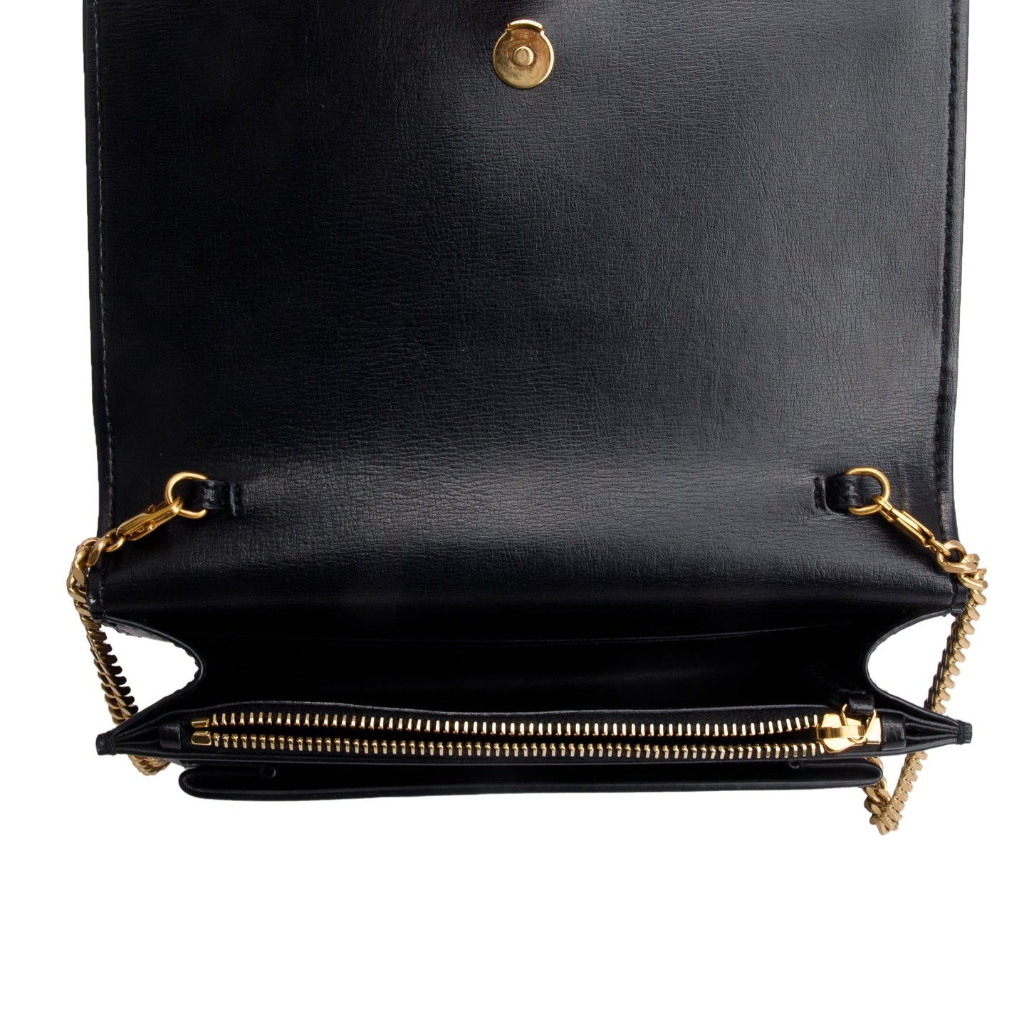 Saint Laurent 2020 Black Calfskin Leather Sunset Chain Wallet