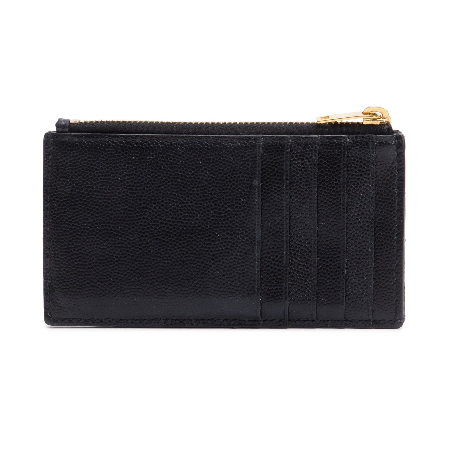 Saint Laurent 2020 Black Grain De Poudre Embossed Leather Cassandre Matelasse Fragments Zipped Card Case