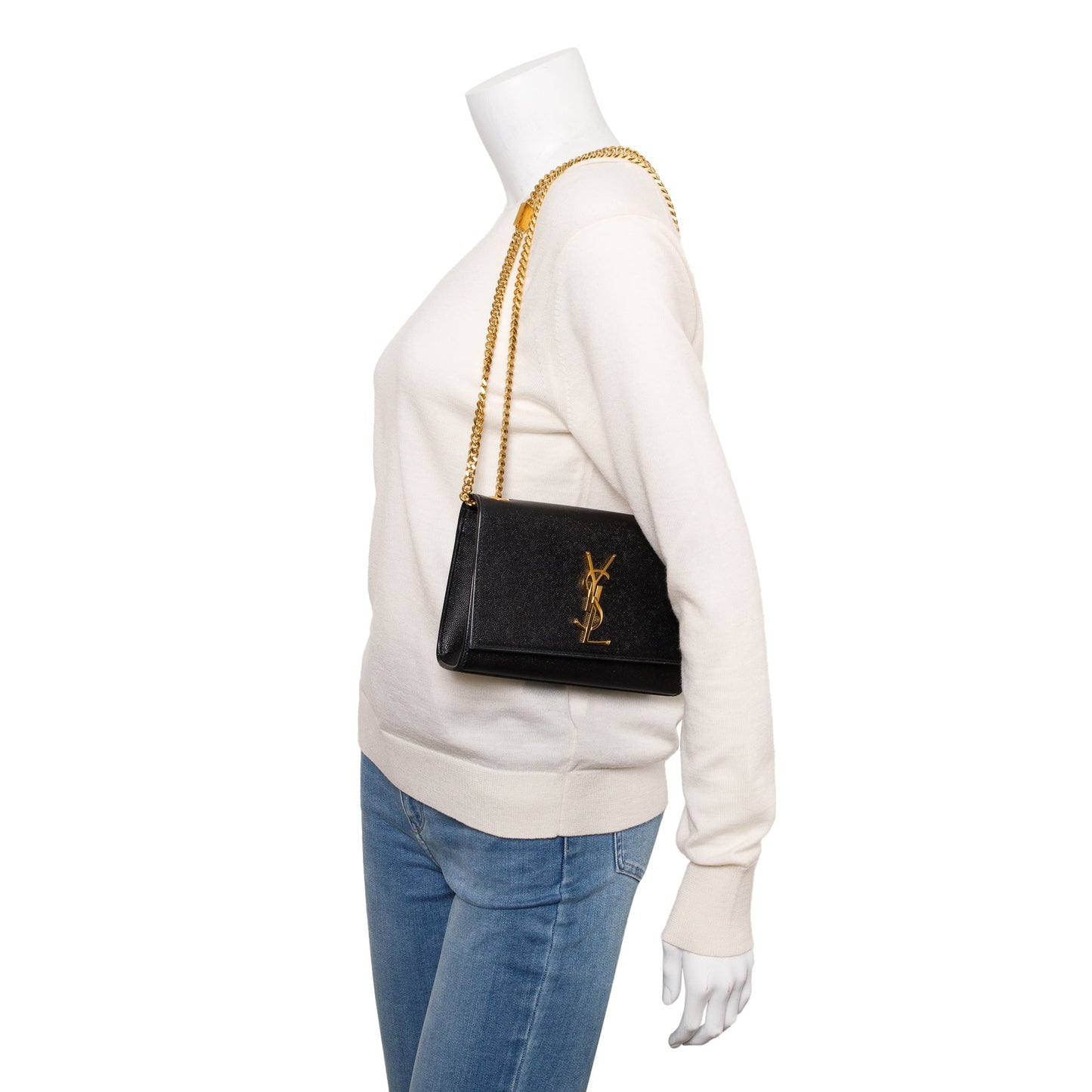 Saint Laurent 2020 Black Grain De Poudre Leather Small Kate Bag