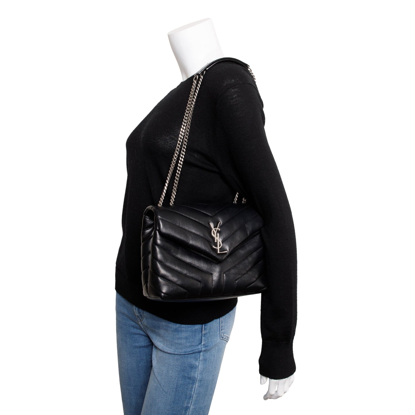 Saint Laurent 2020 Black Quilted Leather Small LouLou Chain Shoulder Bag