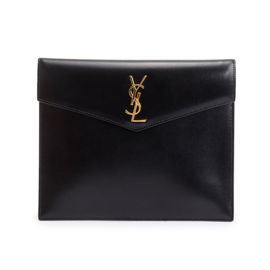 Saint Laurent 2020 Black Smooth Shiny Leather Baby Uptown Pouch