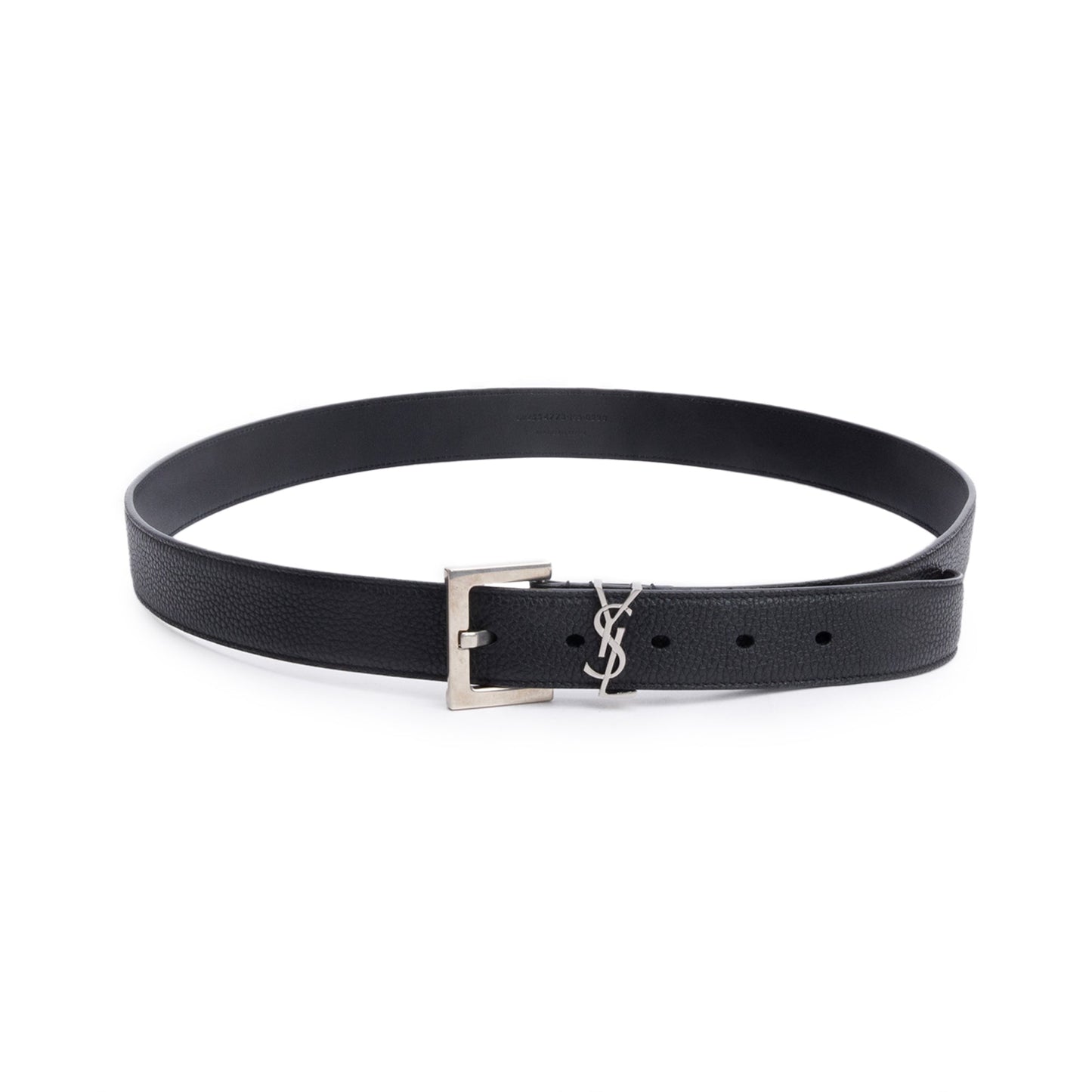 Saint Laurent 2020 Calfskin Leather Square Buckle Cassandre Belt 100