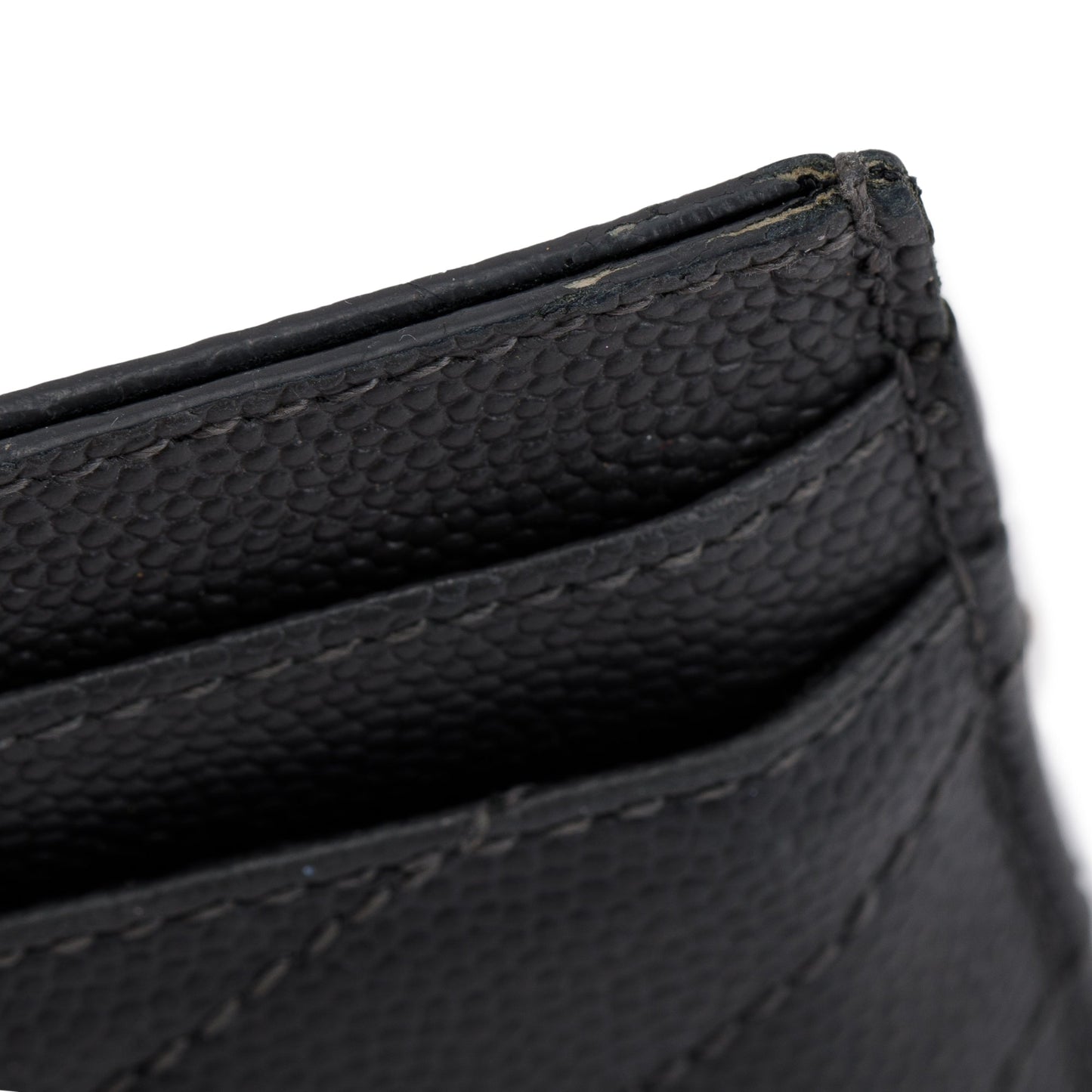Saint Laurent 2020 Grey Grain De Poudre Leather Cassandre Matelasse Card Case