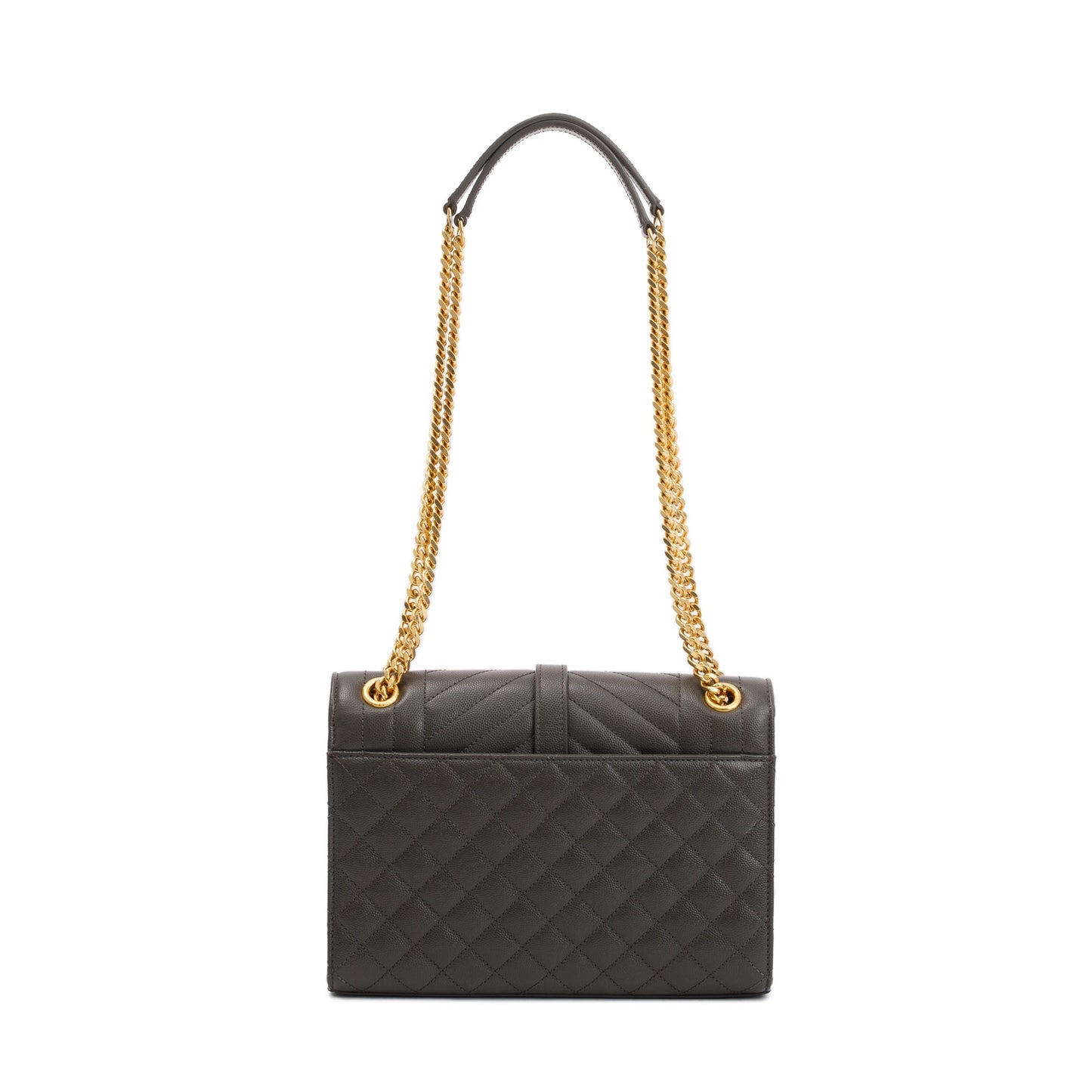 Saint Laurent 2020 Grey Grained De Poudre Medium Envelope Shoulder Bag