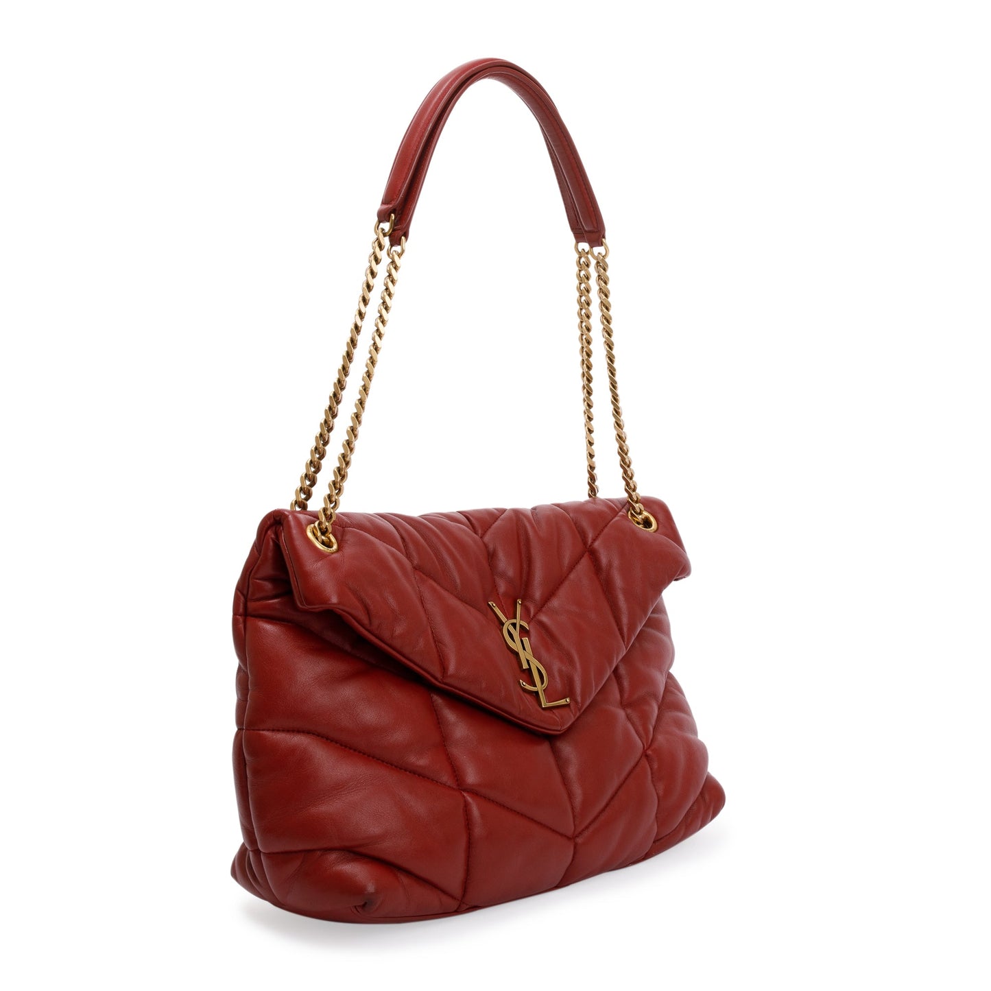 Saint Laurent 2020 Red Nappa Leather Medium Puffer Loulou Shoulder Bag