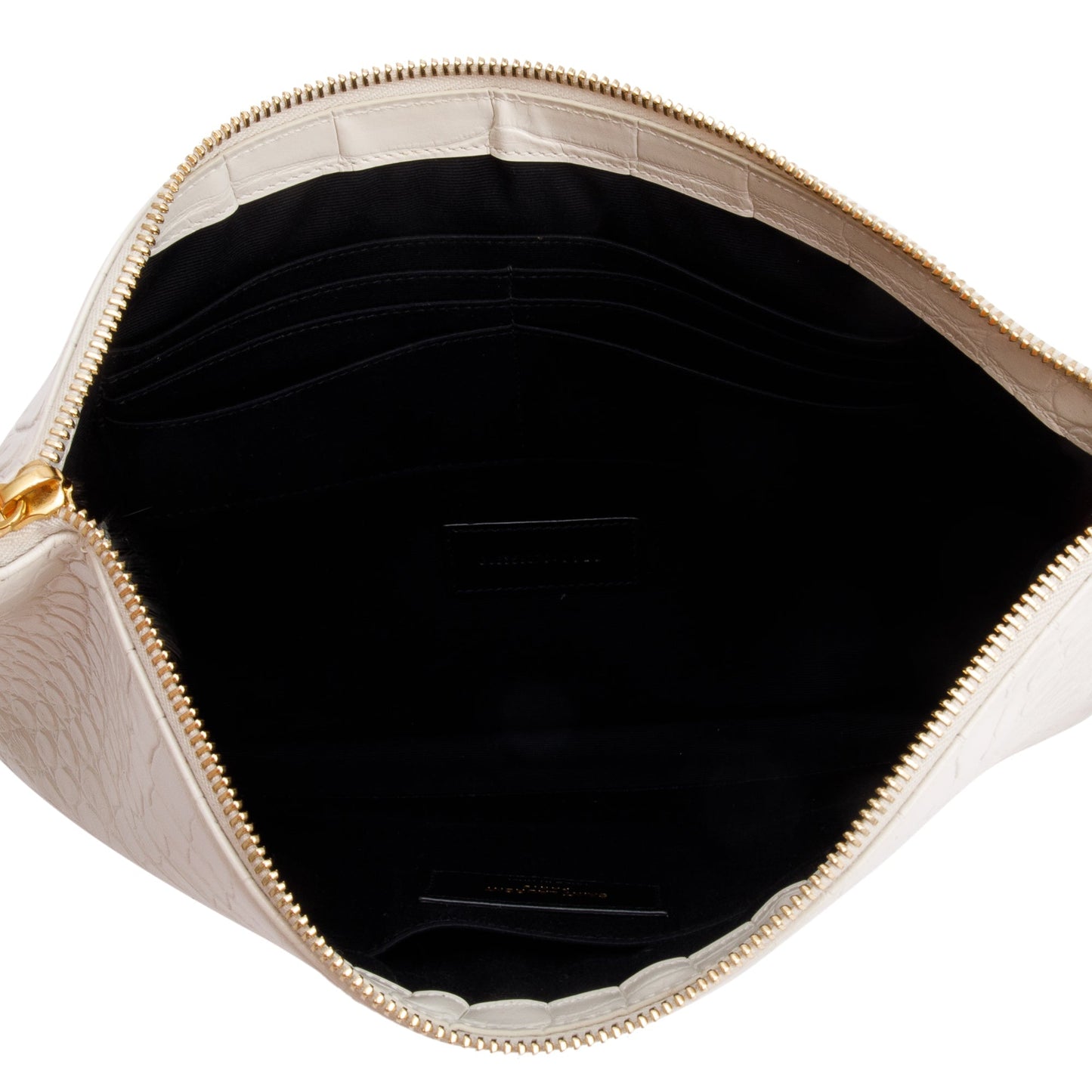 Saint Laurent 2020 White Crocodile Embossed Leather Cassandre Tablet Pouch