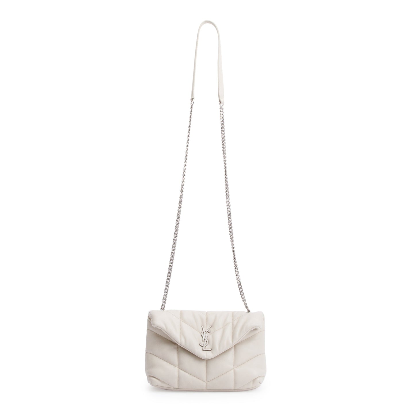 Saint Laurent 2020 White Nappa Leather Toy Puffer Loulou Shoulder Bag