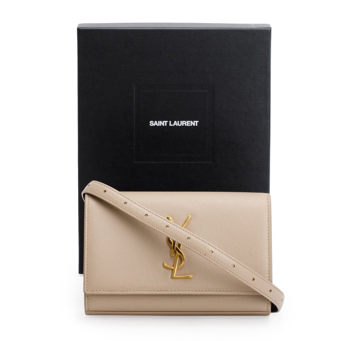Saint Laurent 2021 Beige Grain De Poudre Leather Kate Belt Bag