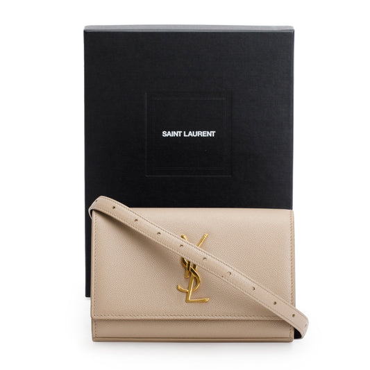 Saint Laurent 2021 Beige Grain De Poudre Leather Kate Belt Bag