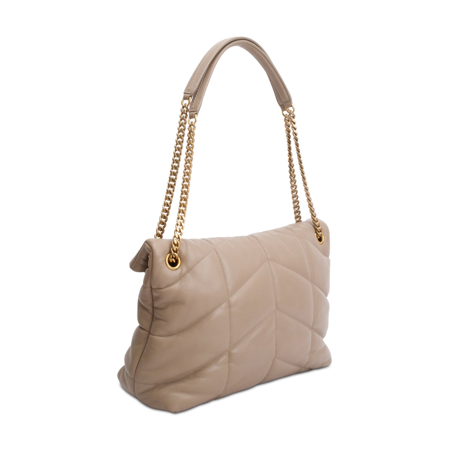 Saint Laurent 2021 Beige Nappa Leather Medium Puffer Loulou Shoulder Bag