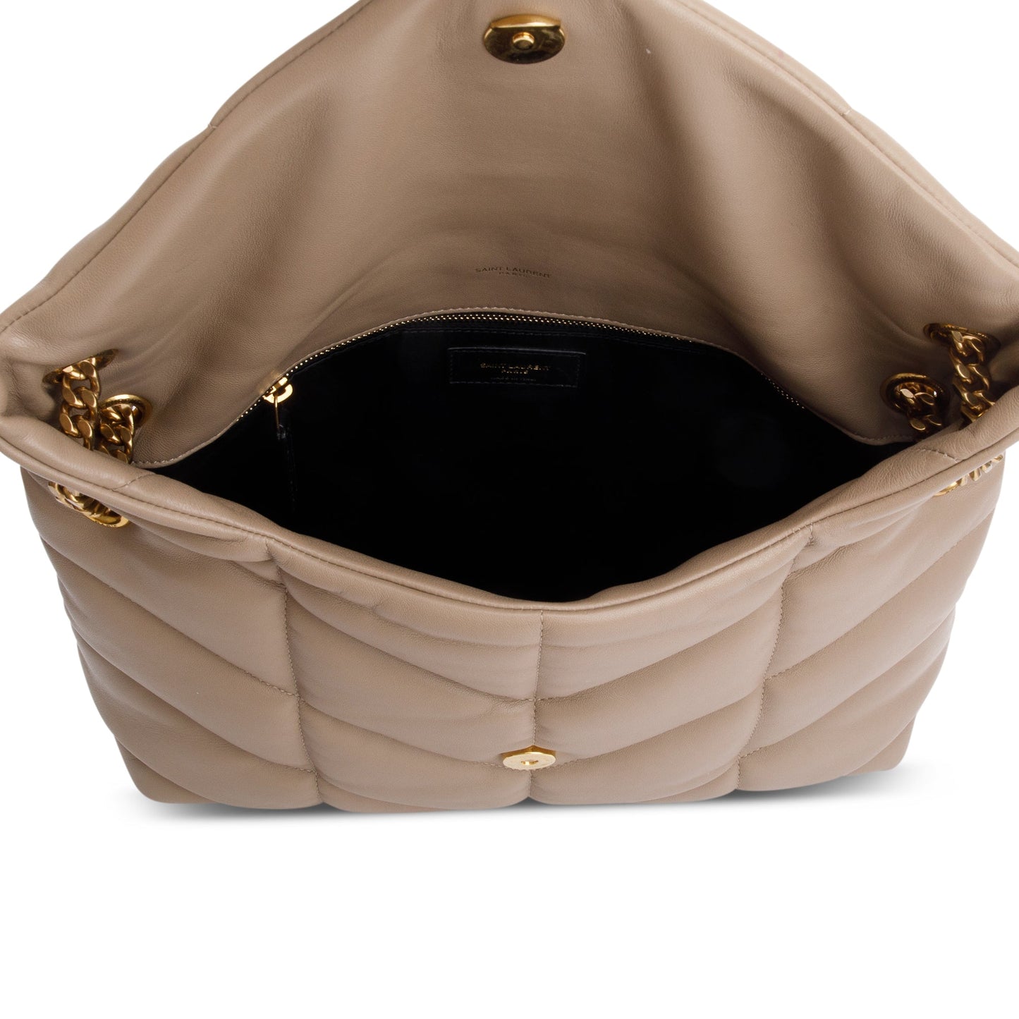 Saint Laurent 2021 Beige Nappa Leather Medium Puffer Loulou Shoulder Bag