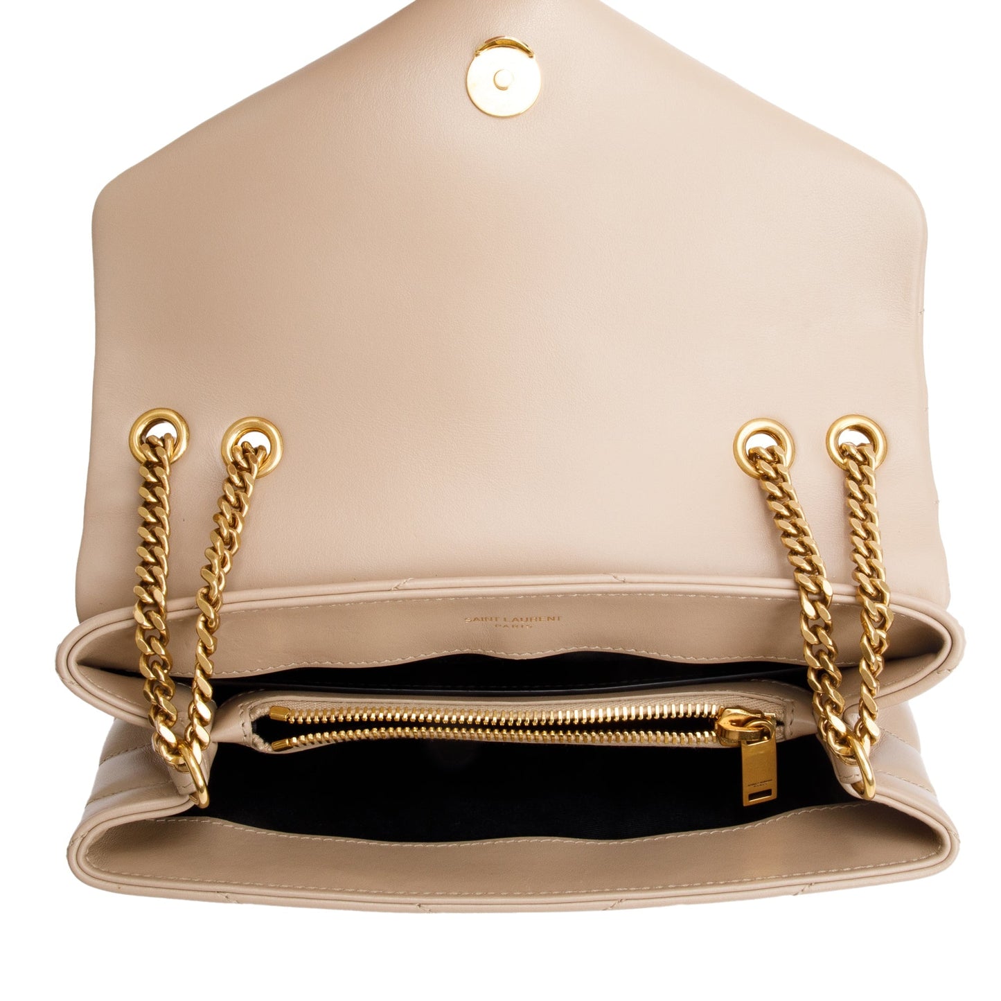 Saint Laurent 2021 Beige Quilted Leather Small Loulou Shoulder Bag