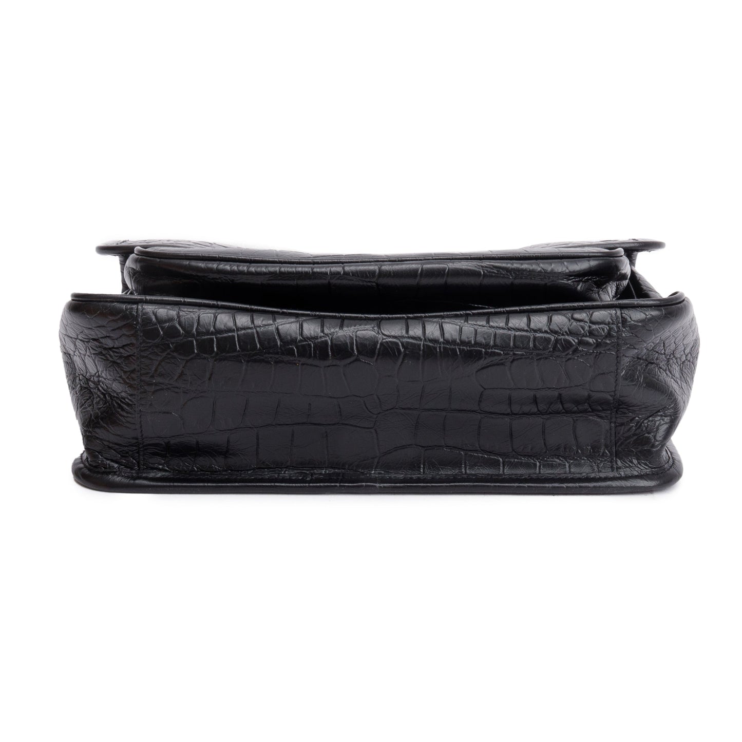 Saint Laurent 2021 Black Crocodile Embossed Calfskin Leather Medium Niki Shoulder Bag