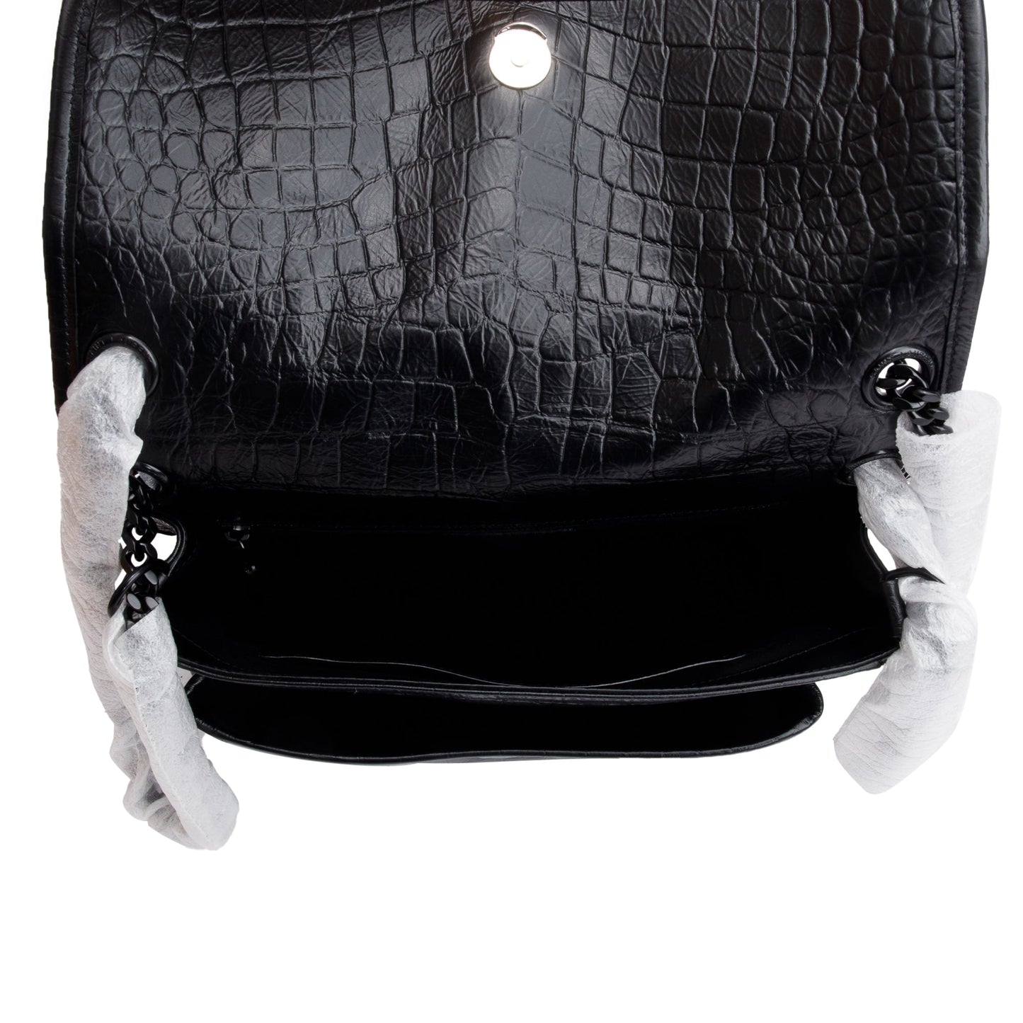 Saint Laurent 2021 Black Crocodile Embossed Calfskin Leather Medium Niki Shoulder Bag