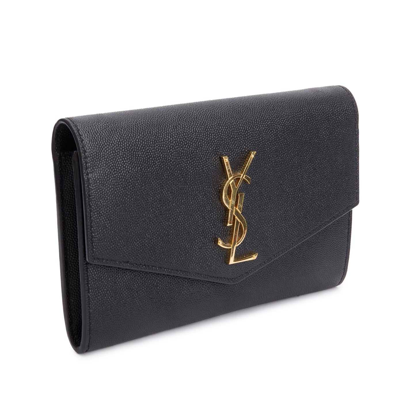 Saint Laurent 2021 Black Grain De Poudre Leather Uptown Chain Wallet