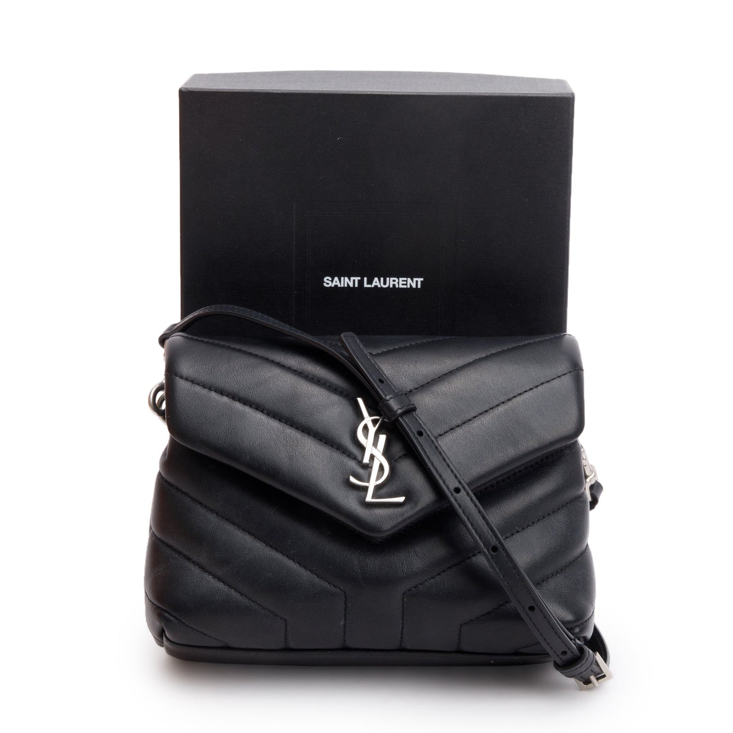 Saint Laurent 2021 Black Monogram Matelasse Toy Loulou Crossbody Bag