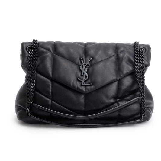 Saint Laurent 2021 Black Nappa Leather Medium Puffer Loulou Shoulder Bag
