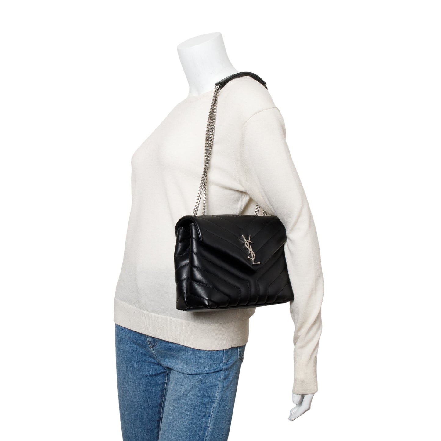 Saint Laurent 2021 Black Quilted Leather Small Loulou Shoulder Bag