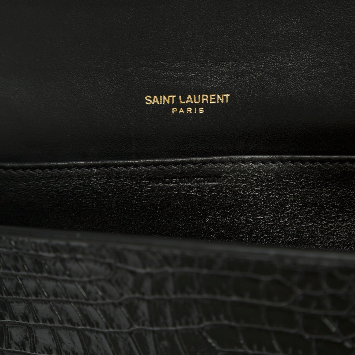 Saint Laurent 2021 Crocodile-Embossed Uptown Chain Wallet