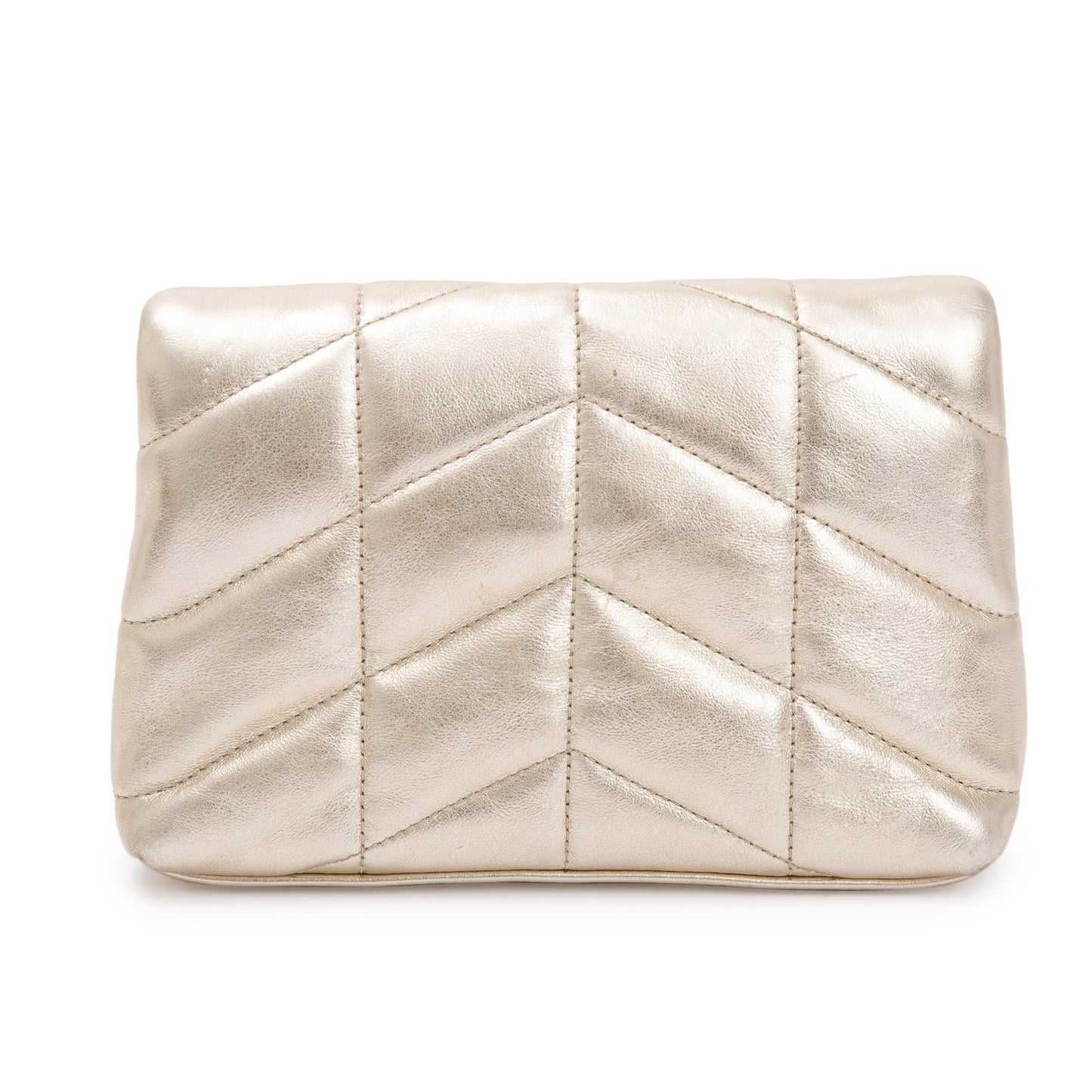 Saint Laurent 2021 Gold Metallic Small Puffer Pouch