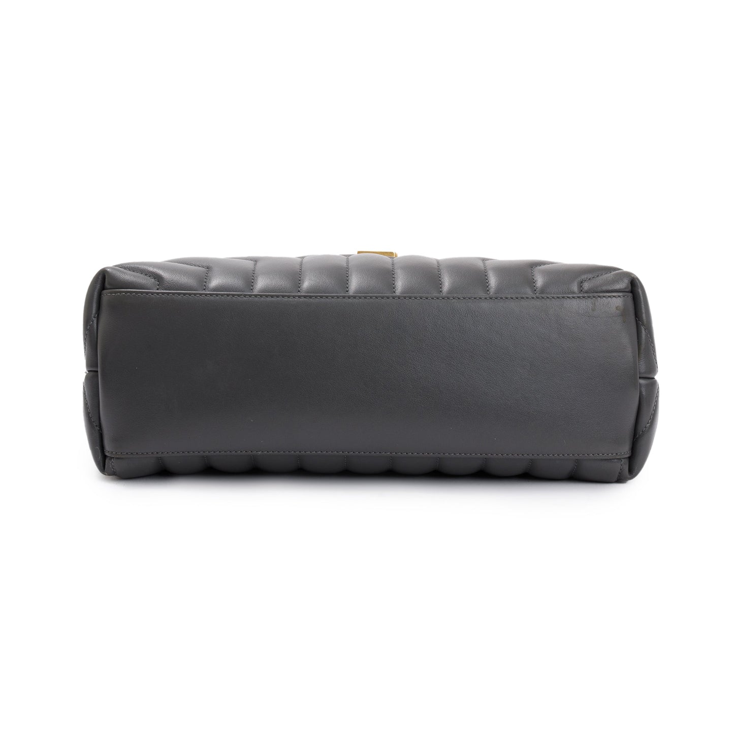 Saint Laurent 2021 Grey Calfskin Leather Medium Loulou Monogram Shoulder Bag