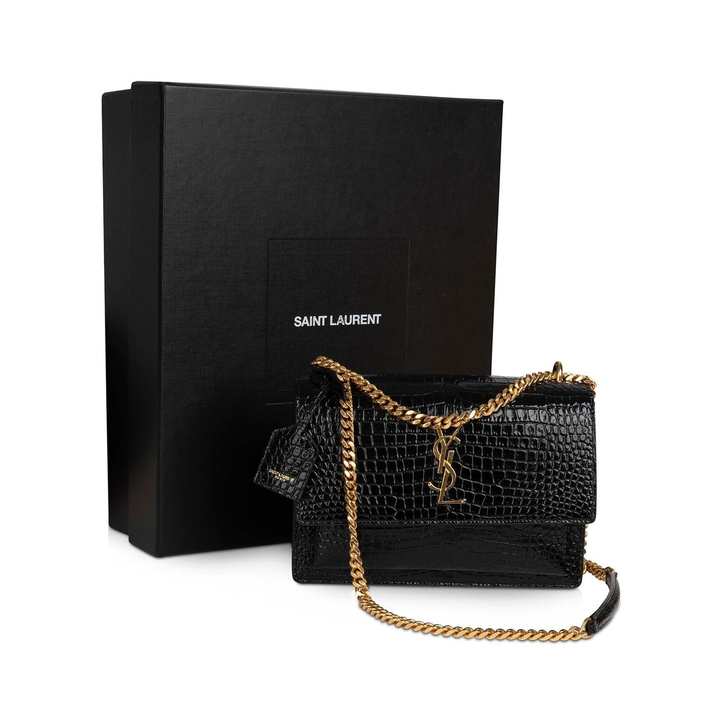 Saint Laurent 2021 Medium Crocodile Embossed Sunset Bag