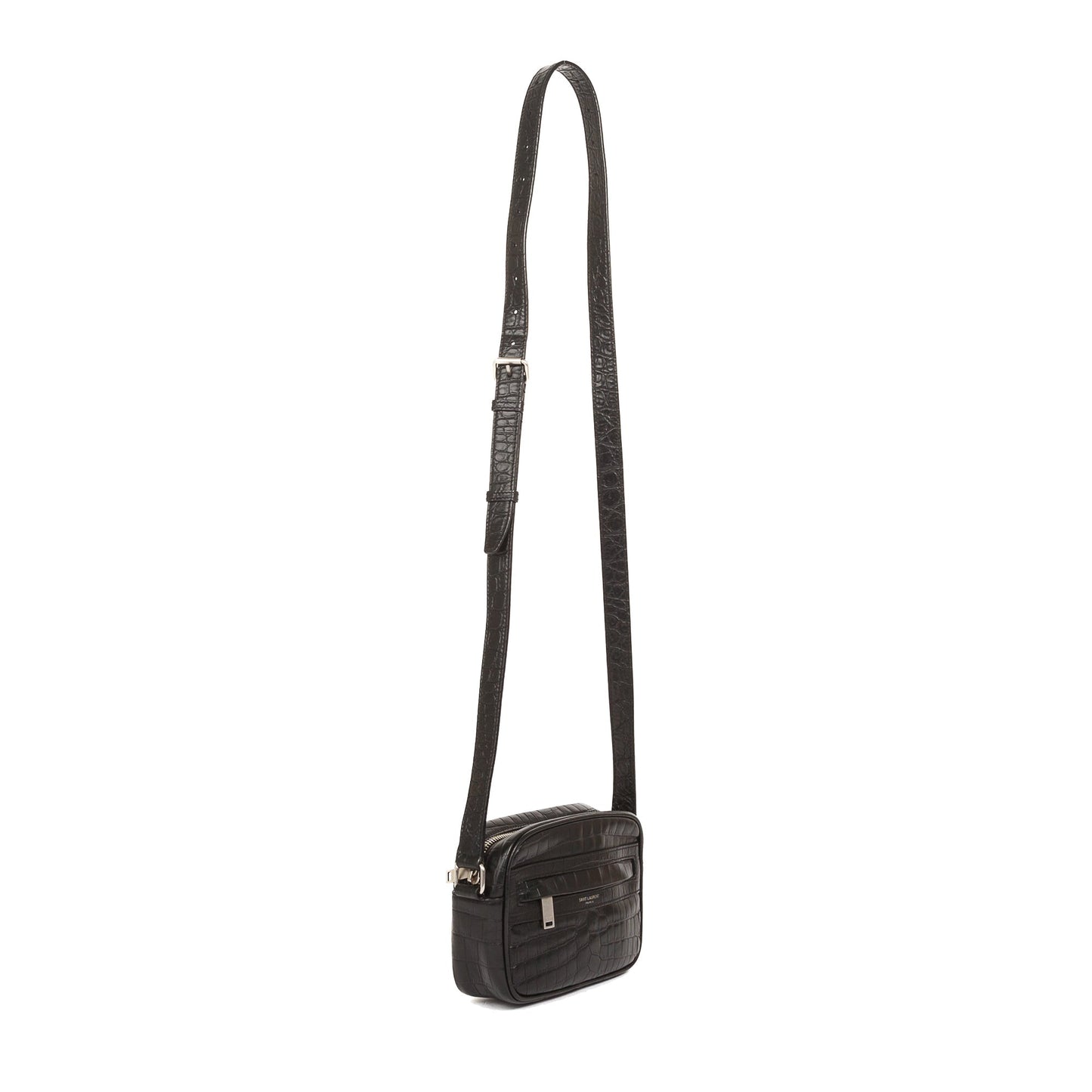 Saint Laurent 2021 Small Croc-Embossed Camp Camera Bag