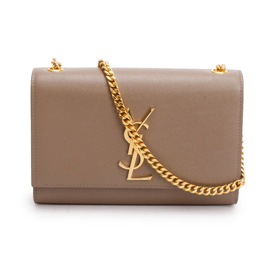 Saint Laurent 2022 Beige Grain De Poudre Leather Small Monogram Kate Bag