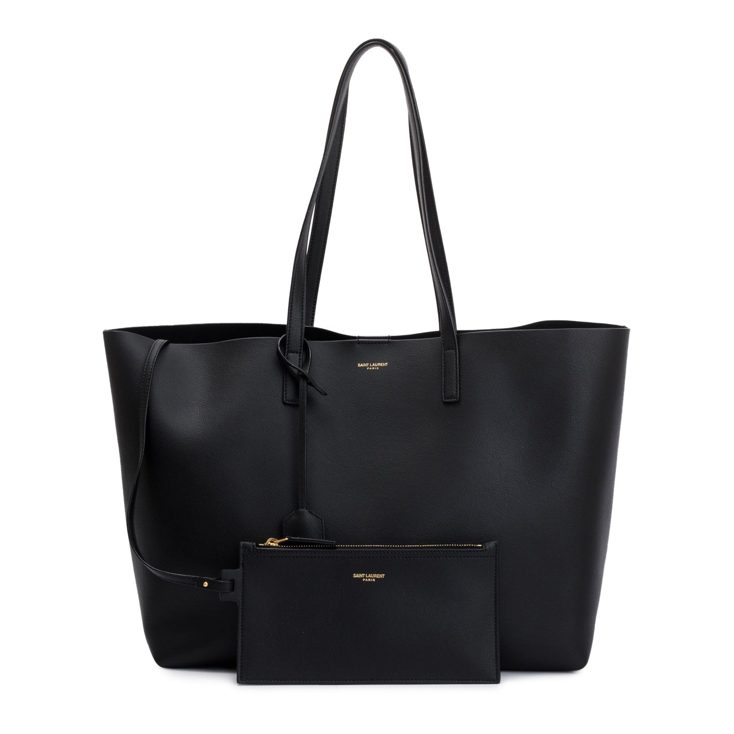 Saint Laurent 2022 Black Calfskin Leather Large E/W Shopping Tote